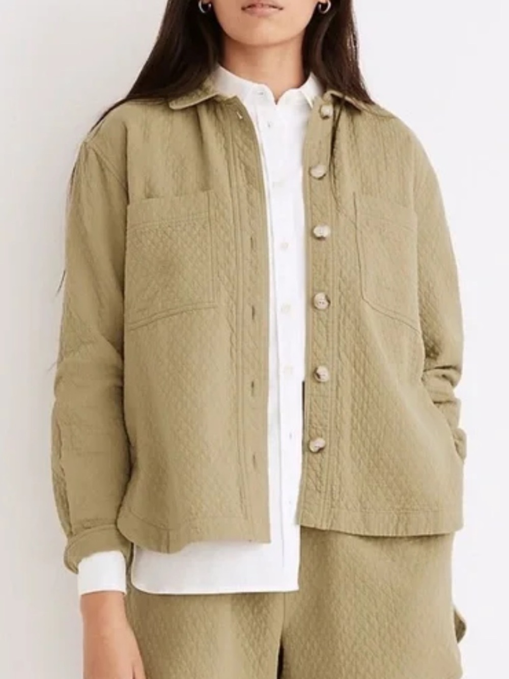 MADEWELL WOMENS QUILTED LIGHTWEIGHT BUTTON DOWN SHIRT SHACKET XS